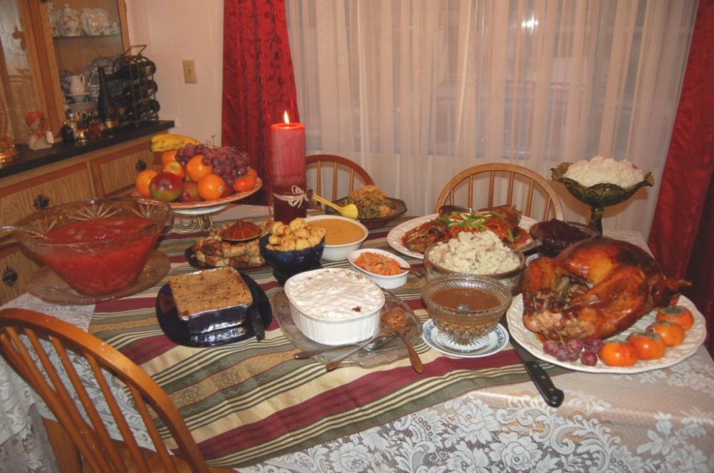 Thanksgiving dinner table