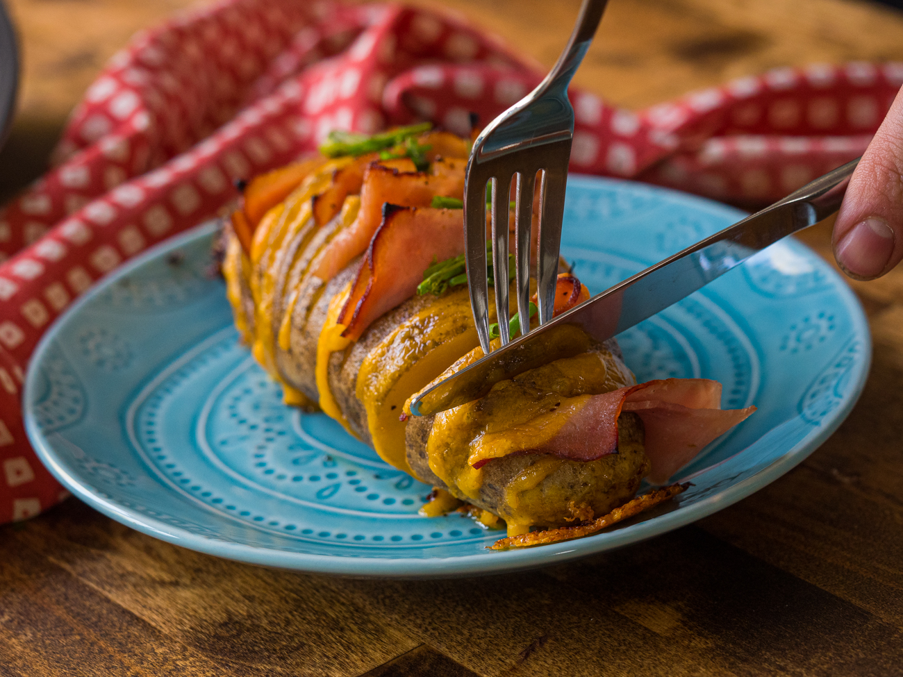 Ham and Cheese Hasselback Potatoes Live Play Eat