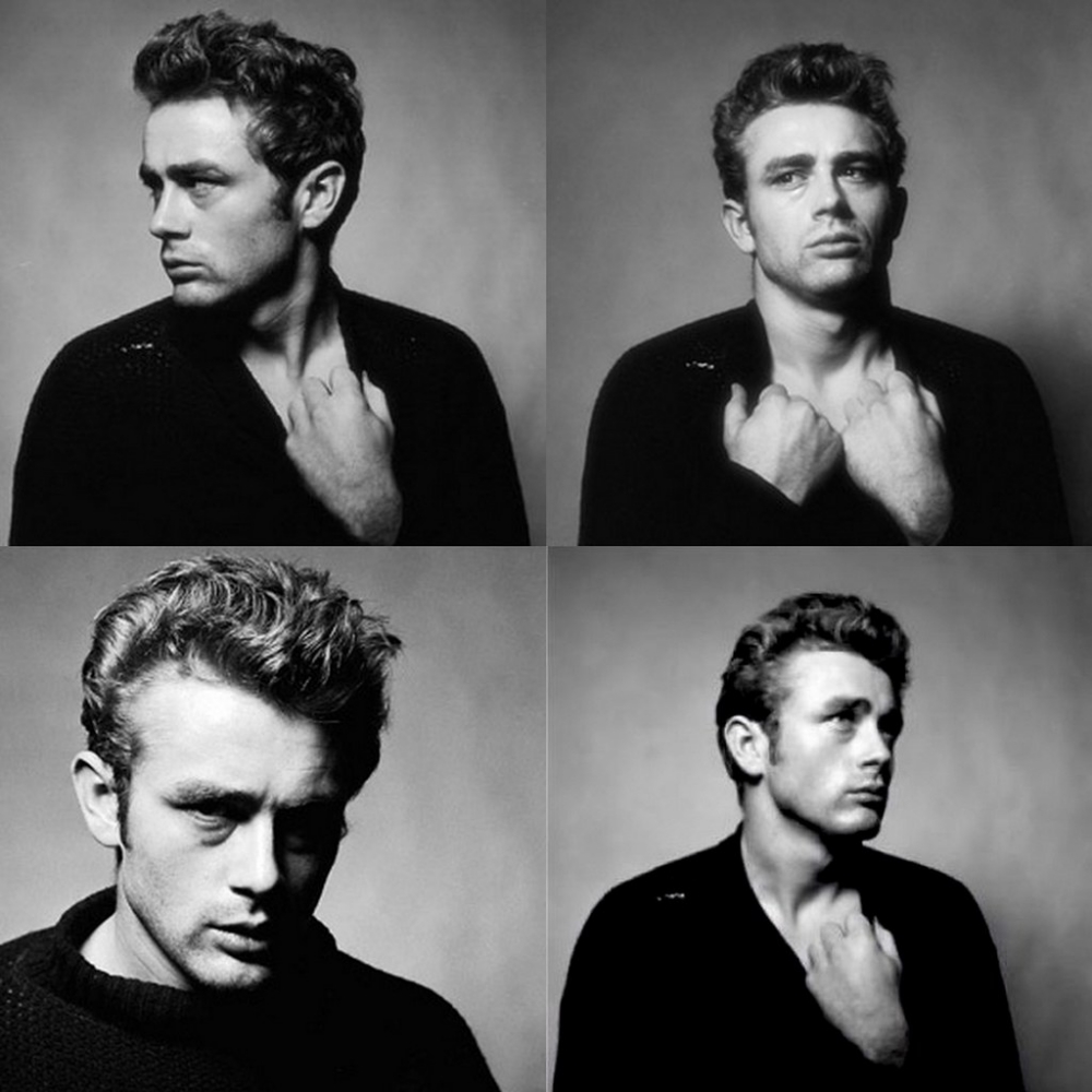 black and white James Dean collage