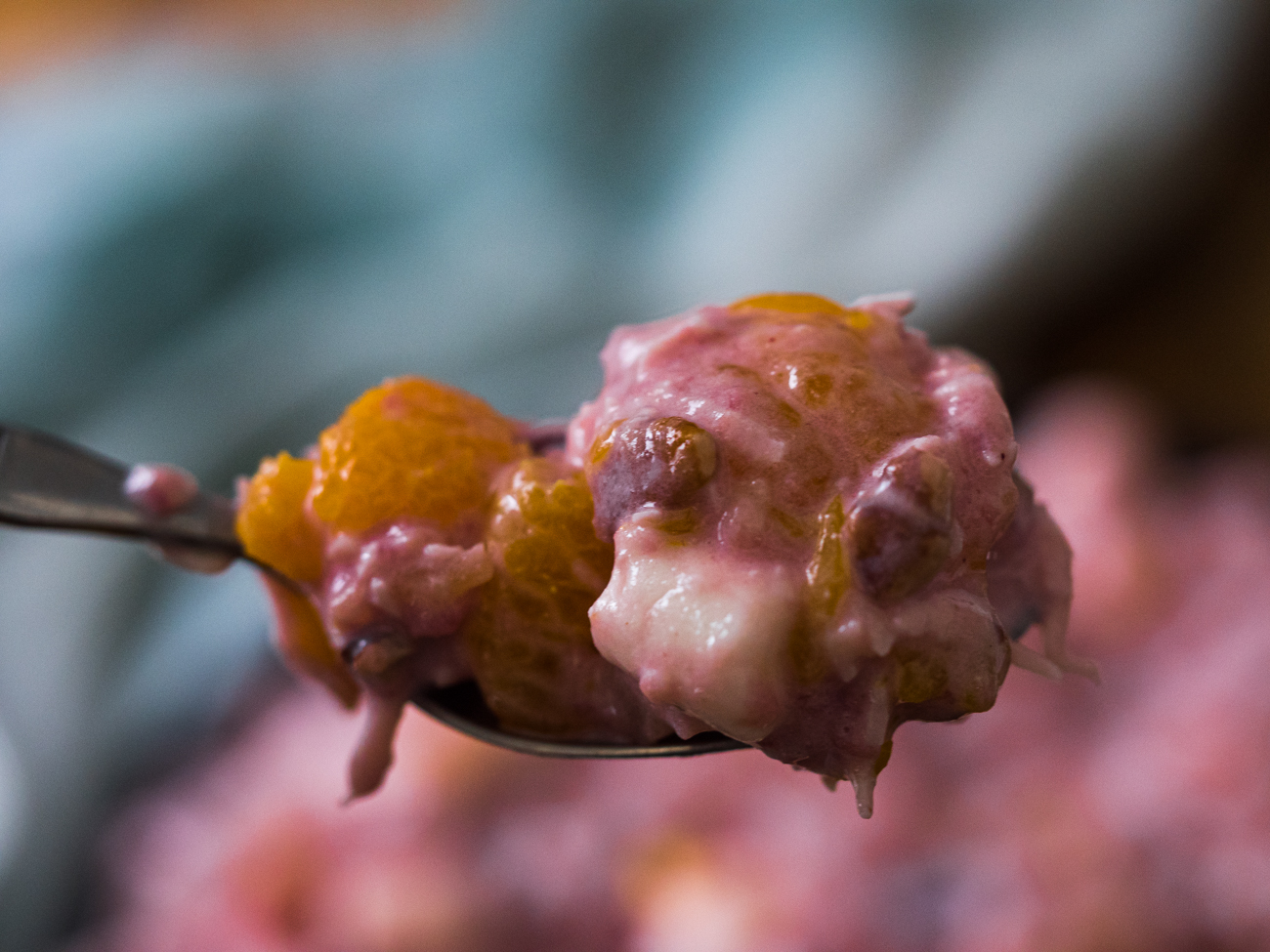 holiday ambrosia with cranberry sauce
