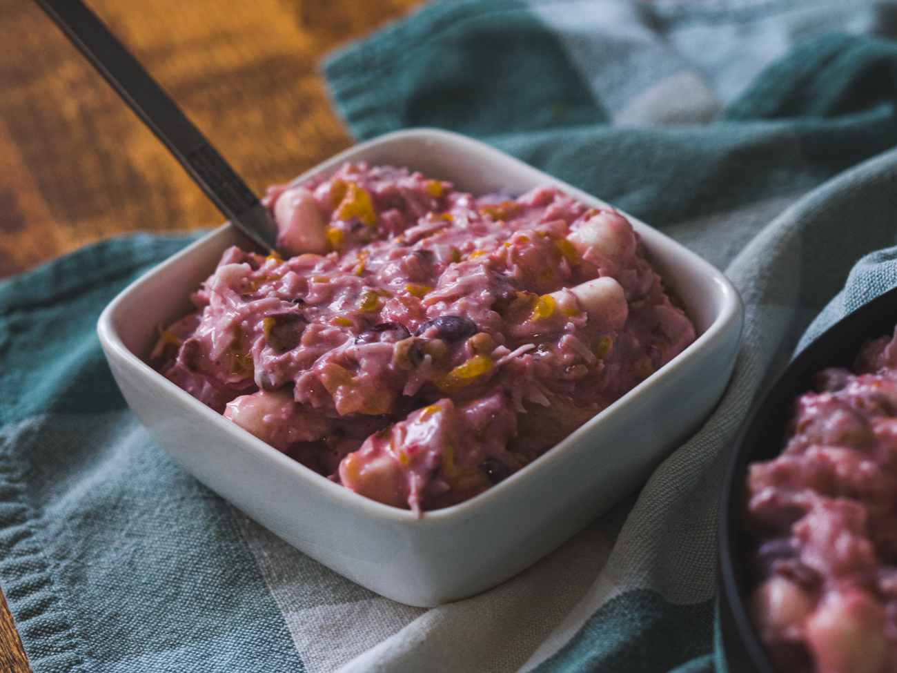 holiday ambrosia with cranberry sauce