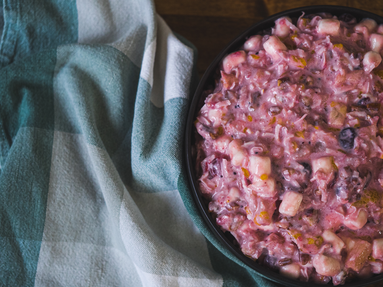 holiday ambrosia with cranberry sauce