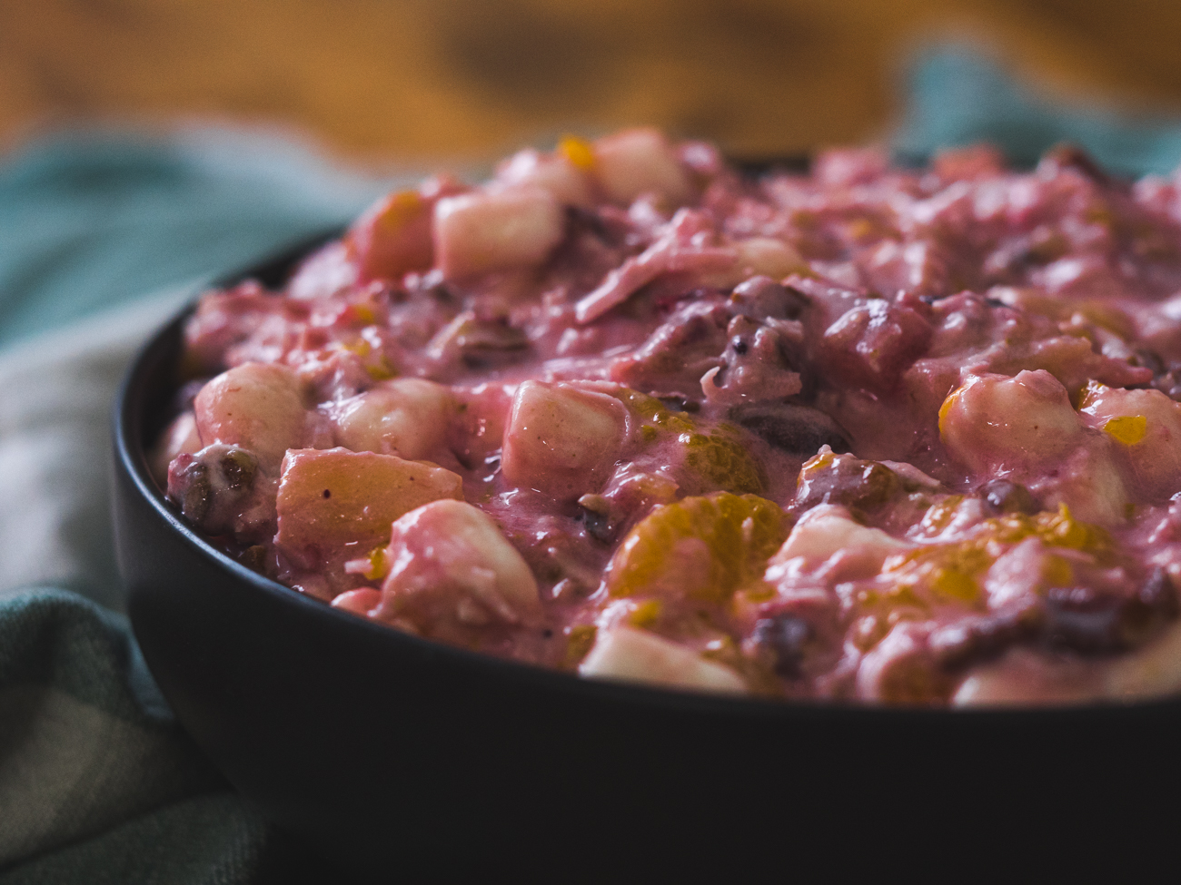 holiday ambrosia with cranberry sauce