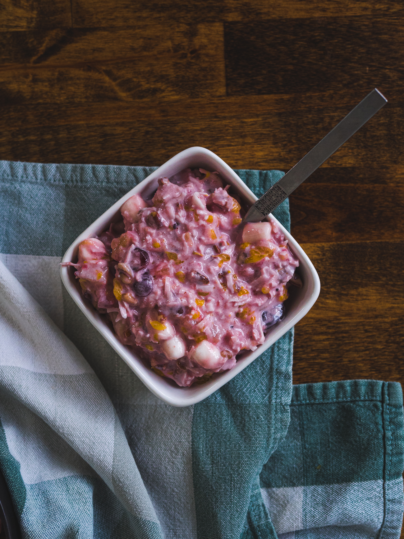 holiday ambrosia with cranberry sauce