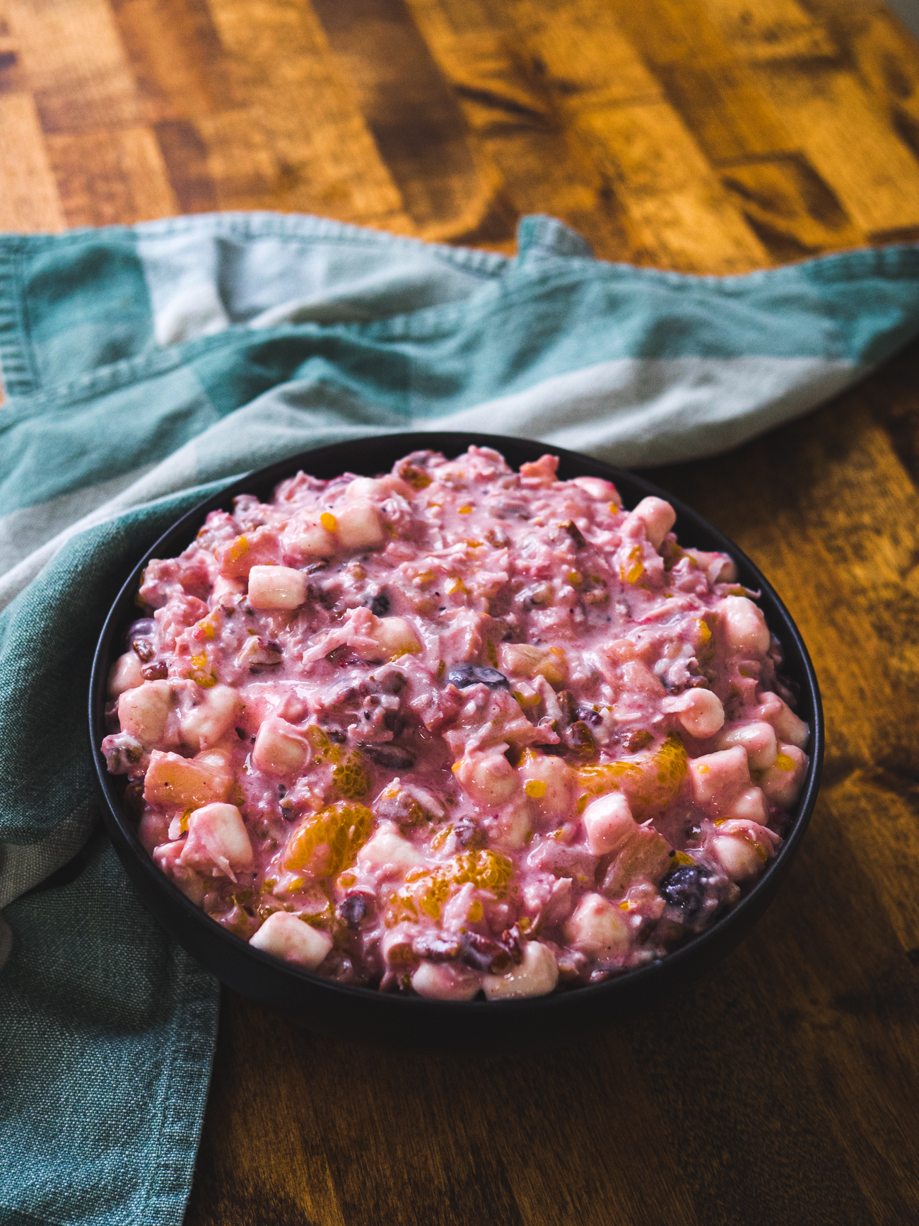 holiday ambrosia with cranberry sauce
