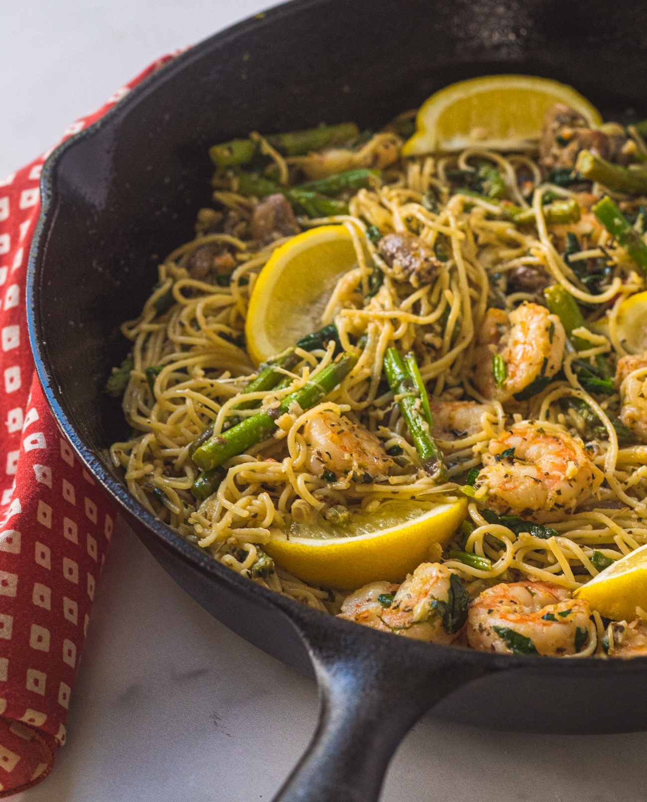 Shrimp & Asparagus Angel Hair Pasta Cooking Panda