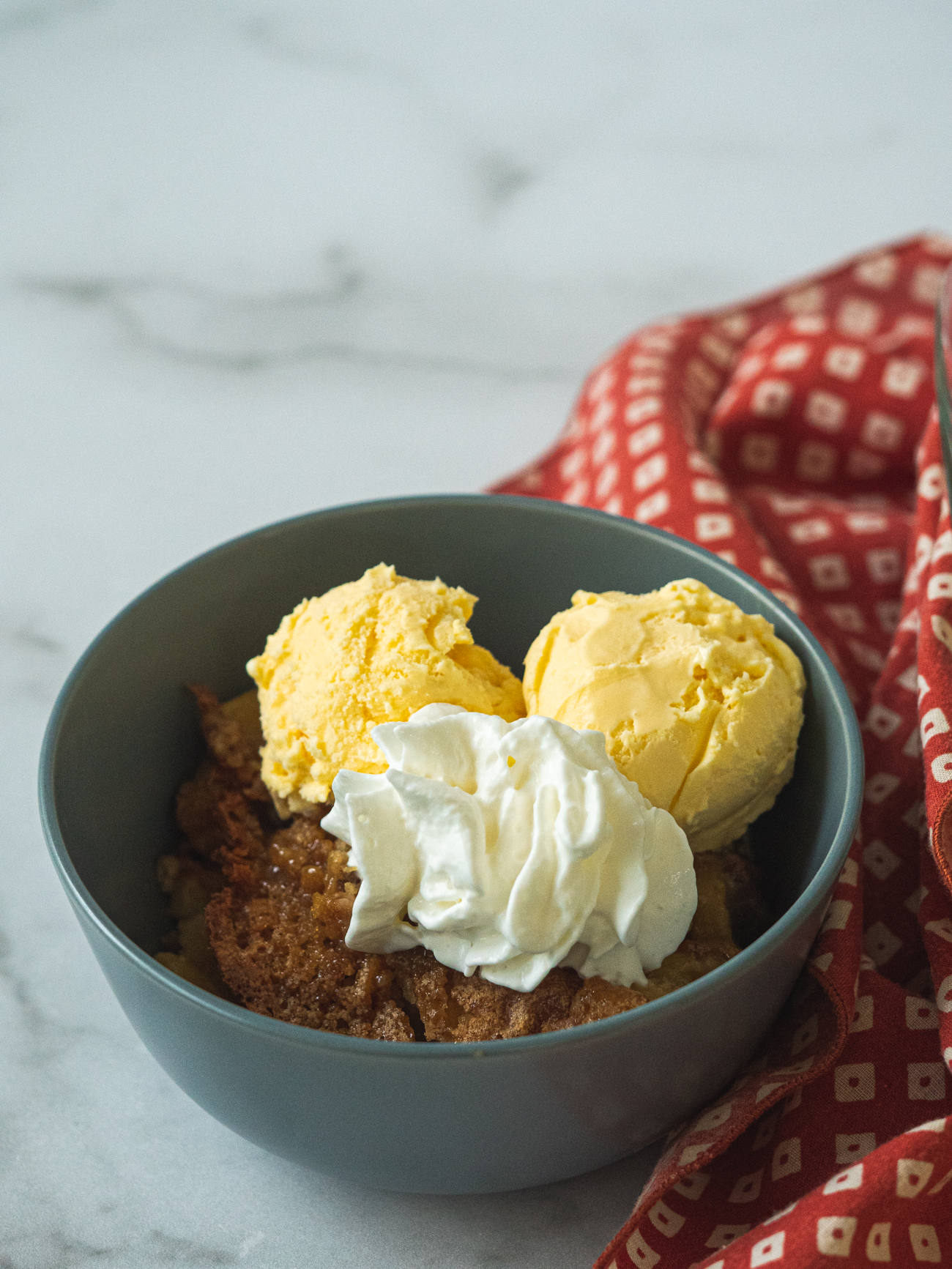 Charleston Pudding served with ice cream