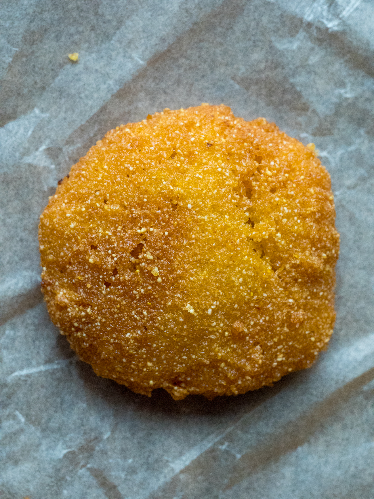 hot water cornbread cake on wax paper