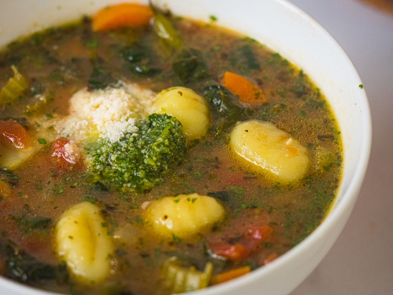 Vegetable Gnocchi Soup with Pesto Live Play Eat