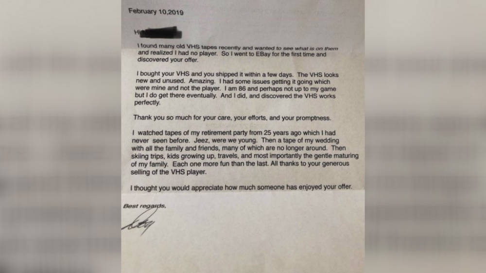 the letter an ebay seller received from a very grateful customer