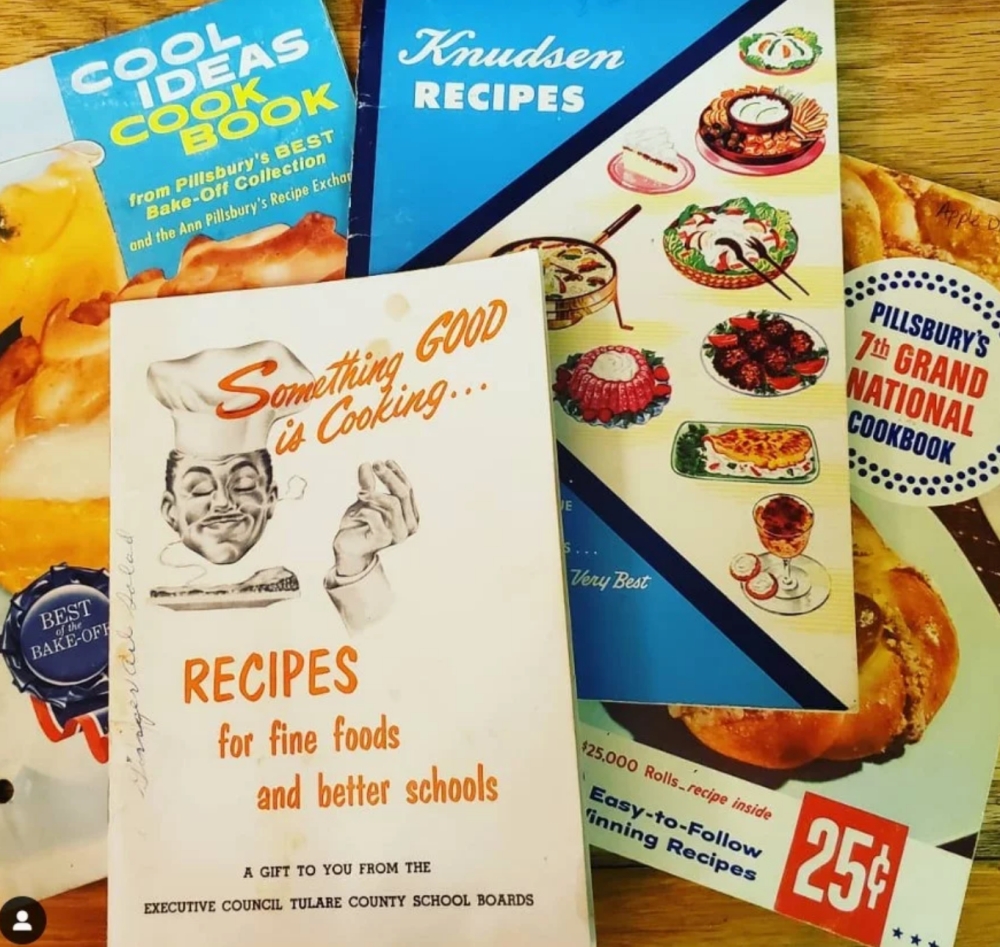 collection of vintage cookbooks