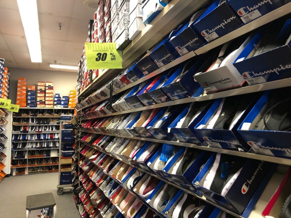 Payless store shelves lined with stock