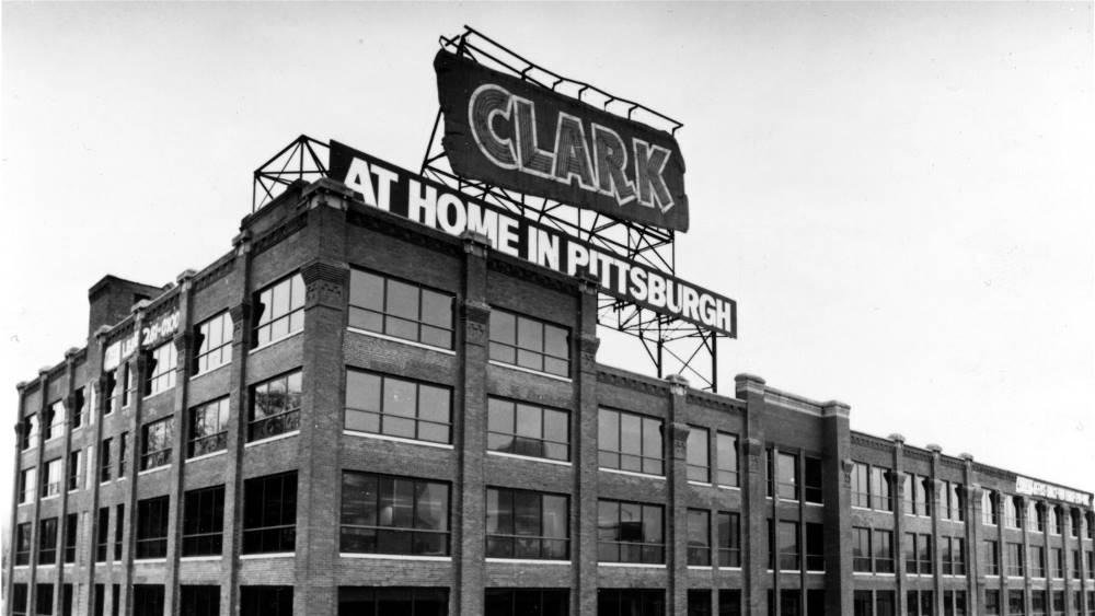 black and white photo of Clark Candy factory
