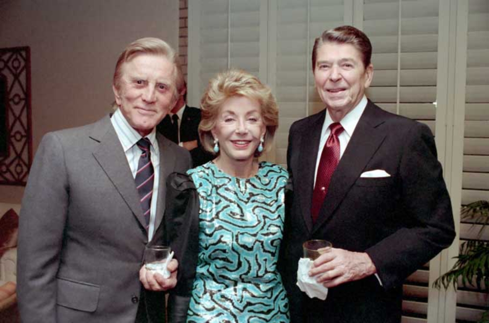 President Reagan with Kirk Douglas and Mrs. Douglas attending a private dinner at Eldorado Country Club in Rancho Mirage
