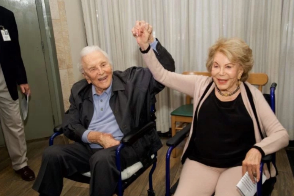 Kirk Douglas and his wife, Anne Buydens
