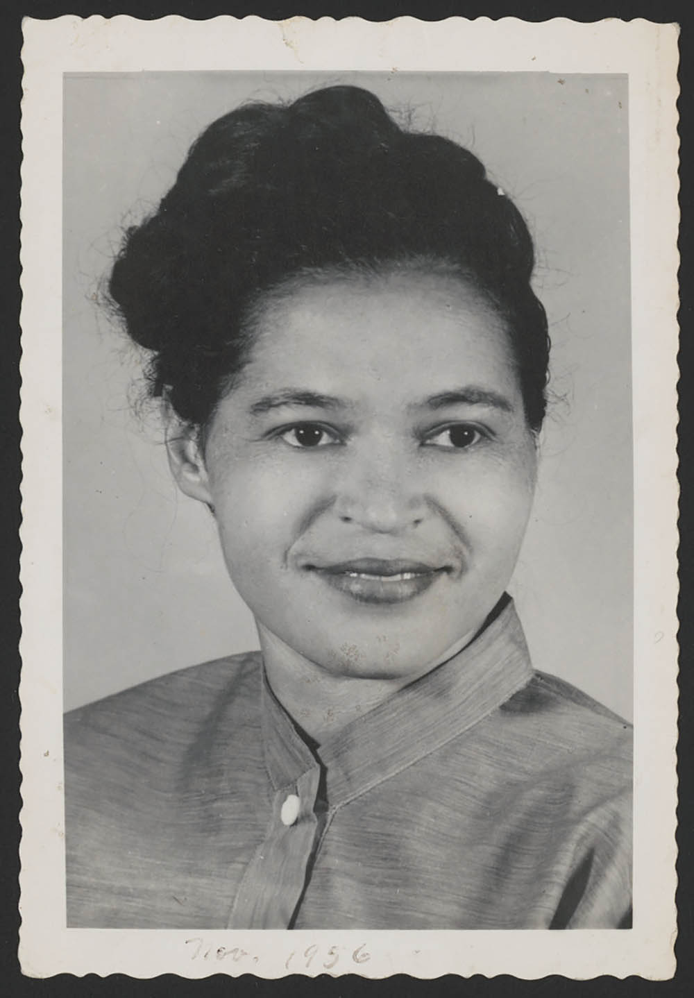 studio portrait of Rosa Parks in 1956