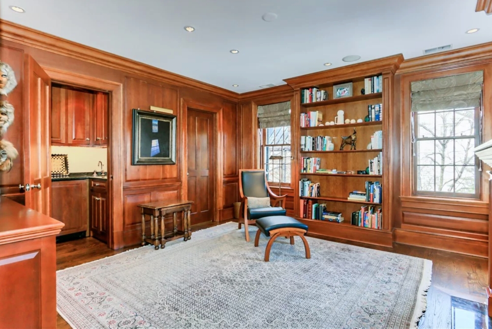 library and wet bar in JFK's former DC home