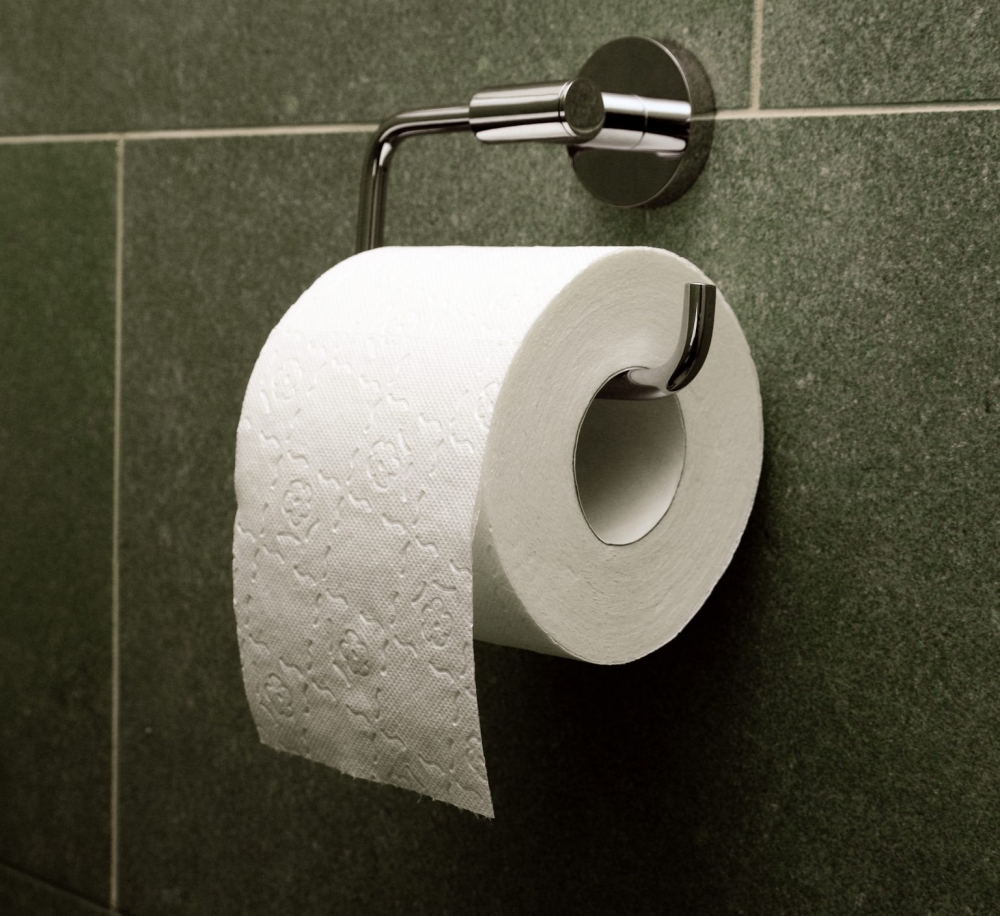 toilet paper roll in a bathroom