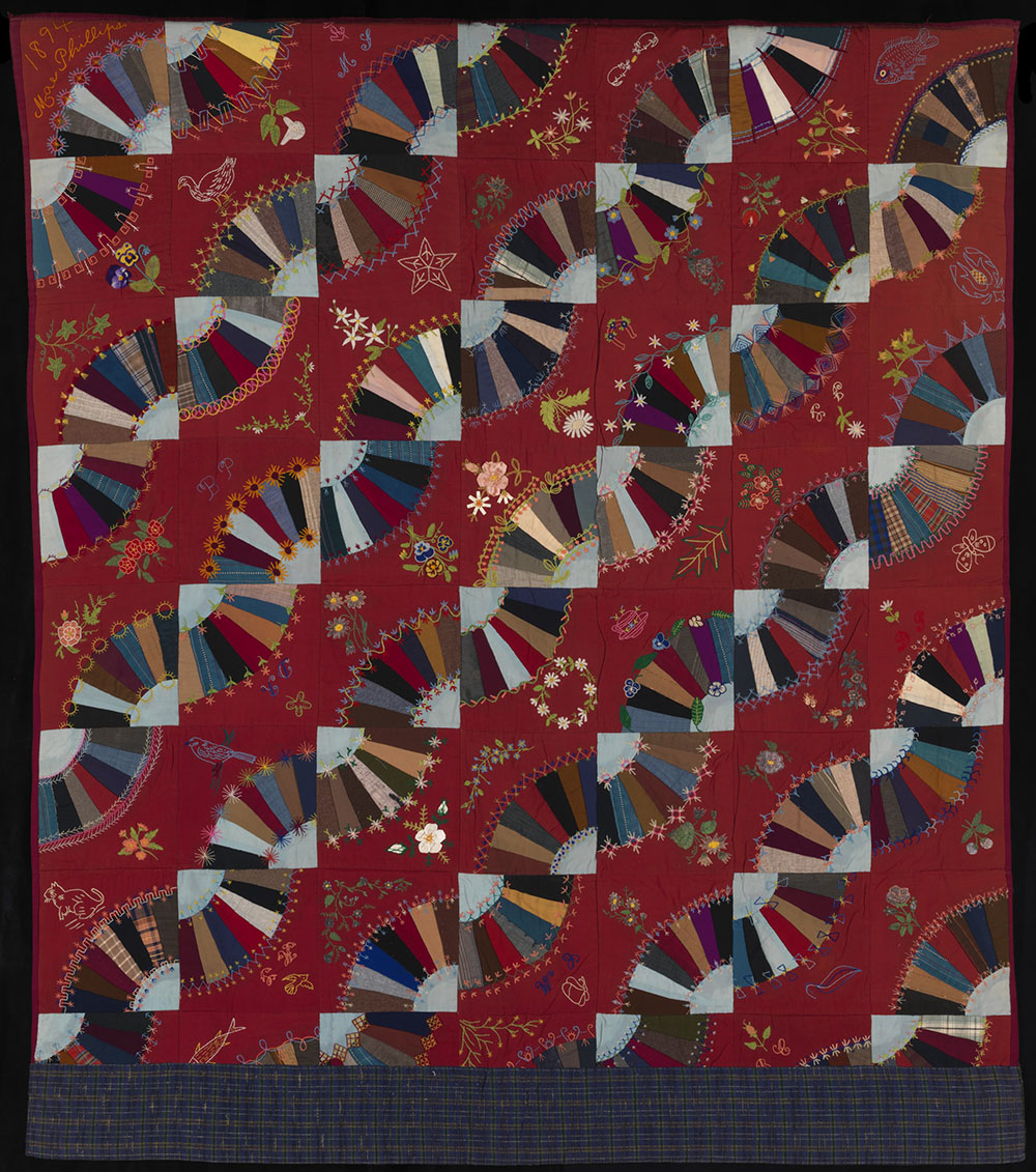 fan design crazy quilt from 1894