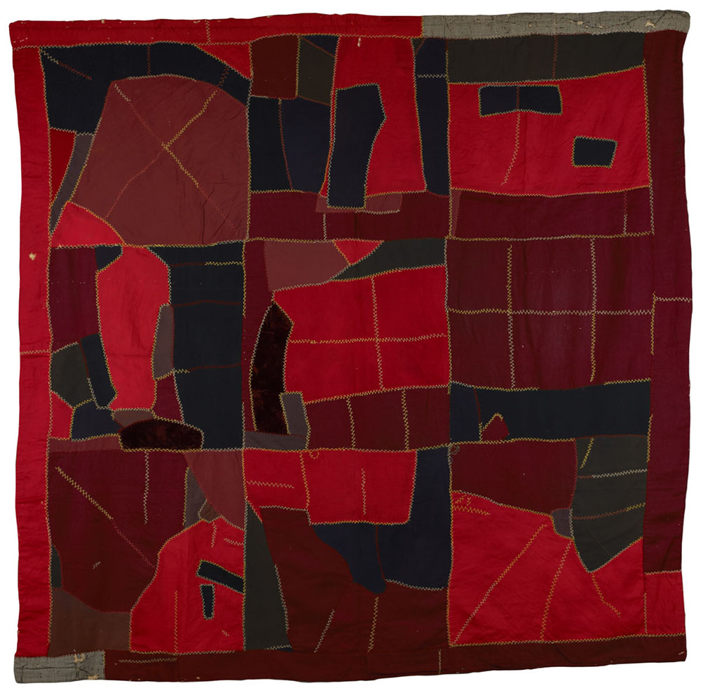 red crazy quilt from the early 1900s