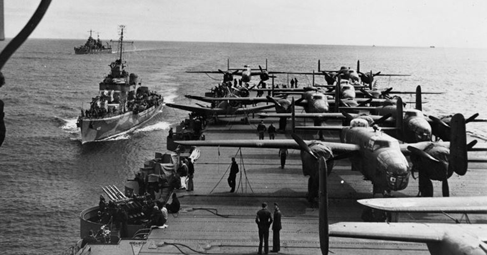 Aft flight deck of USS Hornet.