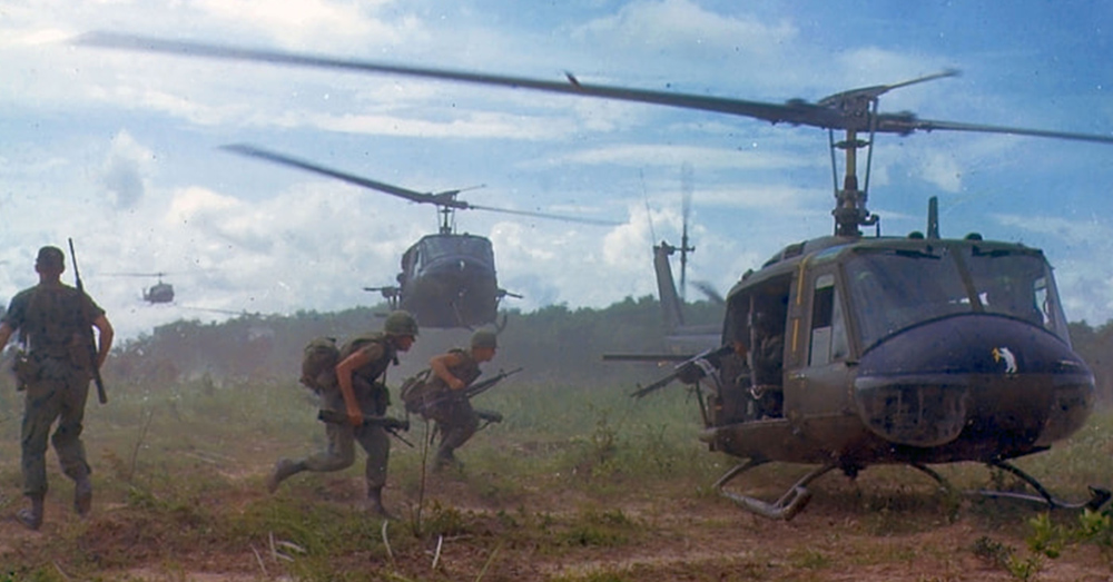 A Dust-Off helicopter evacuates the wounded in Vietnam.