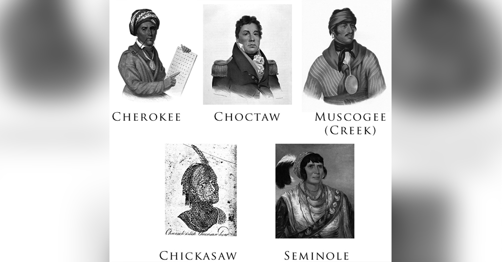 Native Americans from these five nations were forced to move to Oklahoma Territory by the U.S. government.