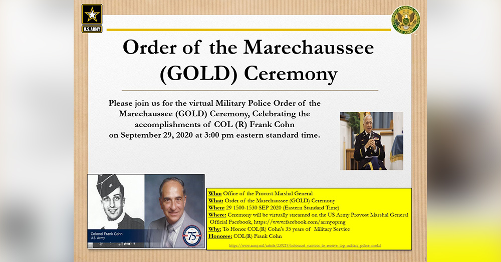 Cohn's most recent award is the Order of the Marechaussee.