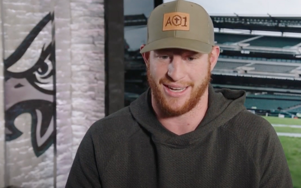 Eagles quarterback Carson Wentz sent Crutch an inspiring message on Veterans Day.