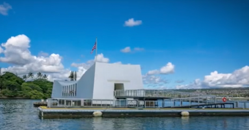 The Pearl Harbor monument was built over the sunken USS Arizona.