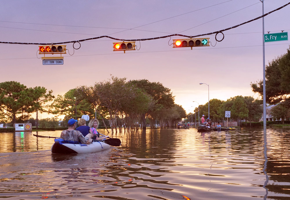 Carbon emissions contribute to natural disasters like hurricanes, which can leave millions homeless.