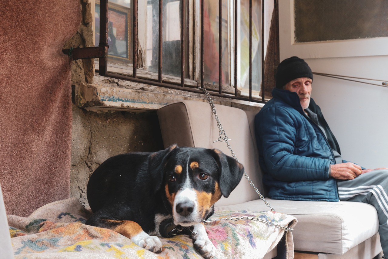 elderly man with dog